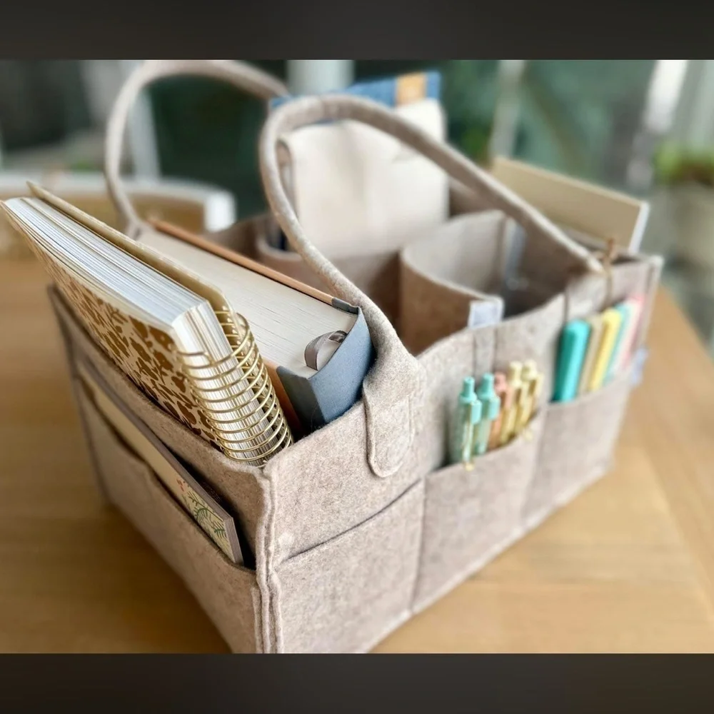 Sammy & Lou Collapsible Felt Storage Caddy Light Gray Organizer